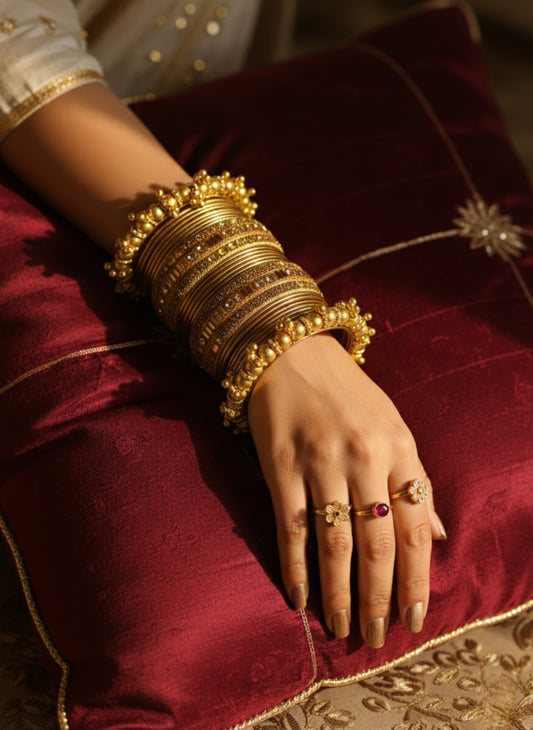 Traditional Gold Bangles with Ghungroo Detail