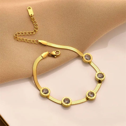 316L Stainless steel dainty round diamond  bracelet and anklet