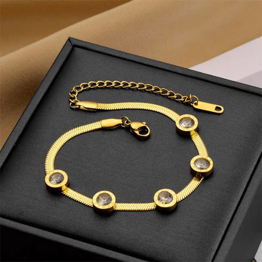 316L Stainless steel dainty round diamond  bracelet and anklet